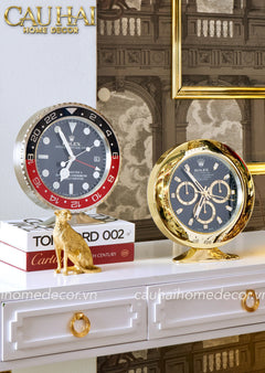 Maison Couture - Đồng Hồ Để Bàn Bản Đặc Biệt Timepiece Horloge Argent Rouge Desk Clock 10x16x29-CẬU HAI HOME DECOR