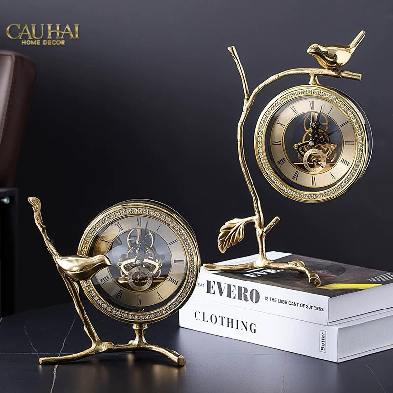Maison Couture - Đồng Hồ Để Bàn Bằng Đồng Golden Empire Emperor Bird Of The Paradise Castle 11x22x20-Đồng hồ để bàn-CẬU HAI HOME DECOR-CẬU HAI HOME DECOR