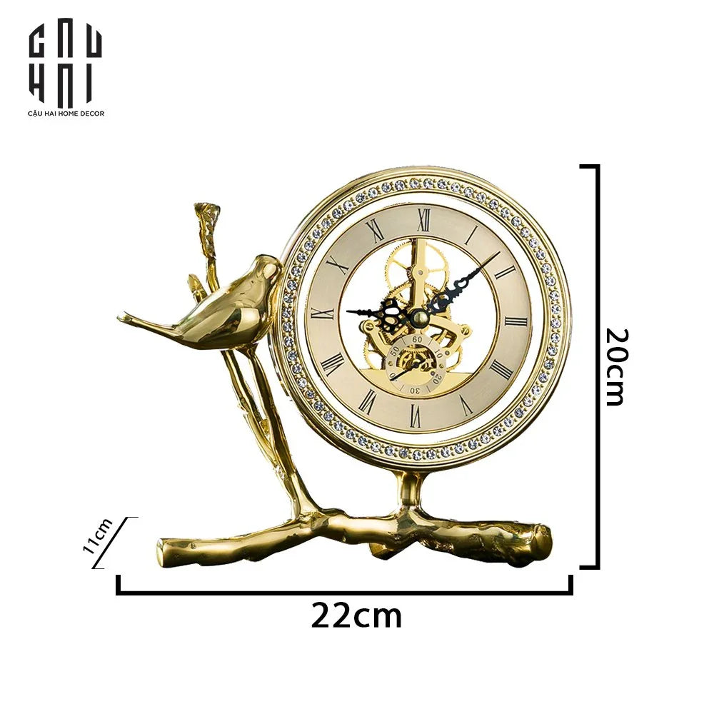 Maison Couture - Đồng Hồ Để Bàn Bằng Đồng Golden Empire Emperor Bird Of The Paradise Castle 11x22x20-Đồng hồ để bàn-CẬU HAI HOME DECOR-CẬU HAI HOME DECOR