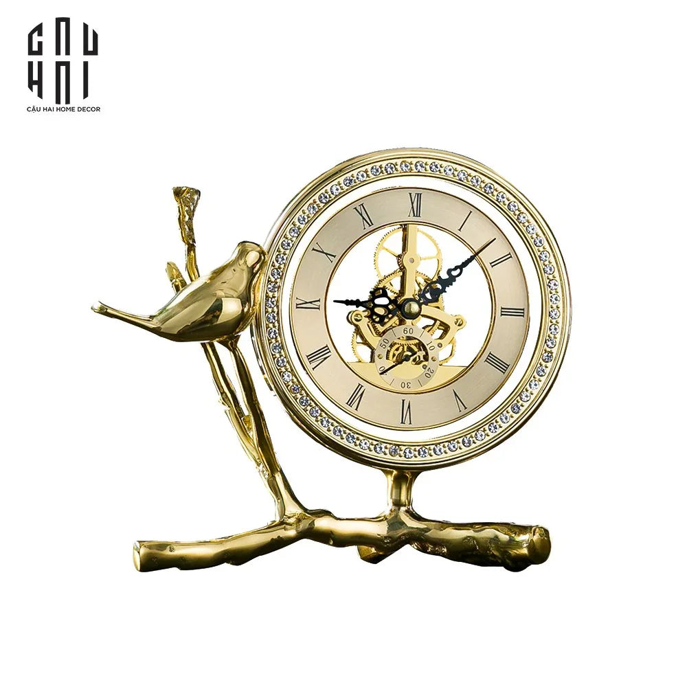 Maison Couture - Đồng Hồ Để Bàn Bằng Đồng Golden Empire Emperor Bird Of The Paradise Castle 11x22x20-Đồng hồ để bàn-CẬU HAI HOME DECOR-CẬU HAI HOME DECOR