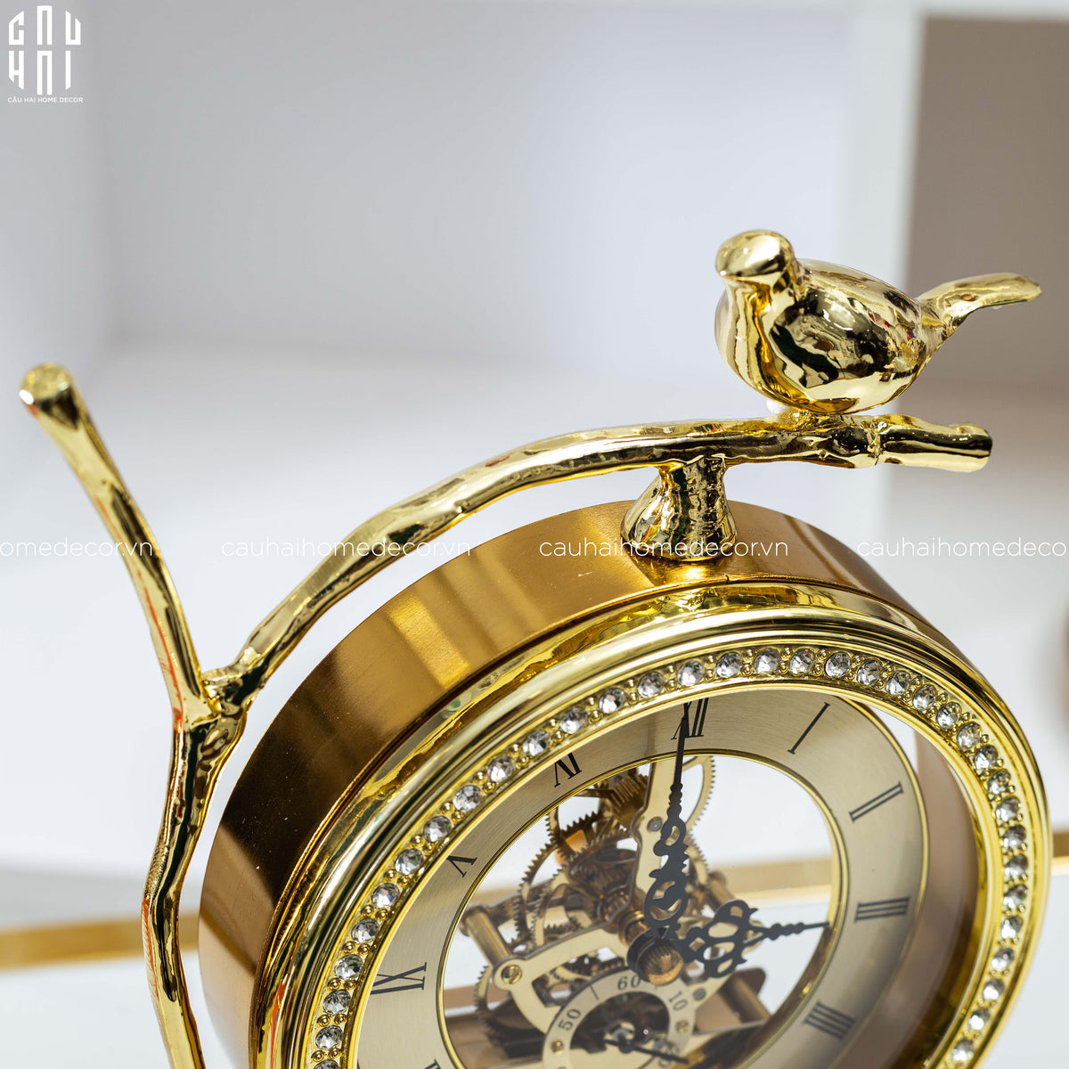 Maison Couture - Đồng Hồ Để Bàn Bằng Đồng Golden Empire Emperor Bird Of The Paradise Castle 11x22x20-Đồng hồ để bàn-CẬU HAI HOME DECOR-CẬU HAI HOME DECOR