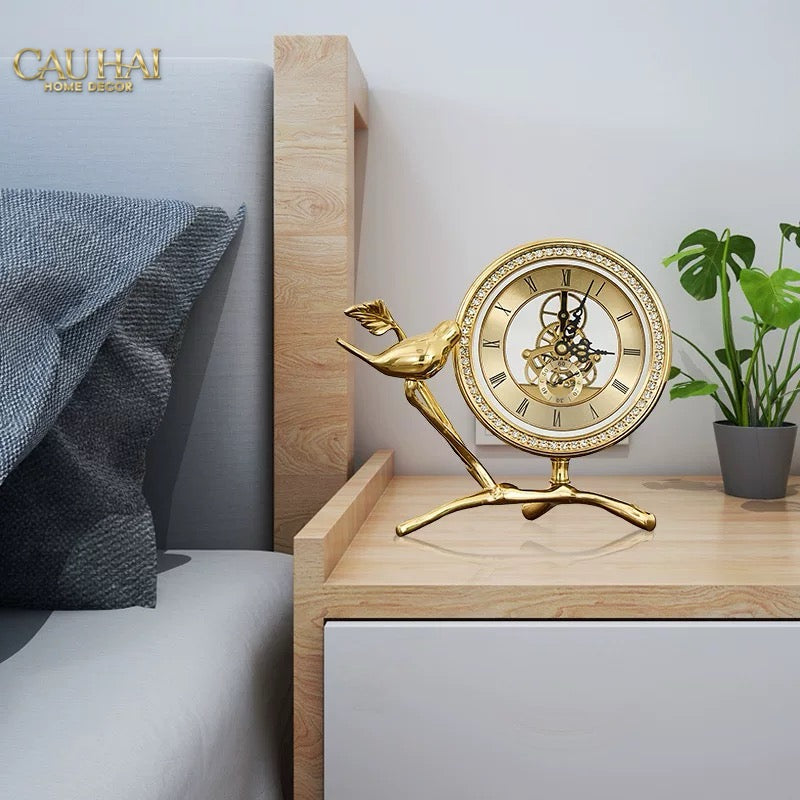 Maison Couture - Đồng Hồ Để Bàn Bằng Đồng Golden Empire Emperor Bird Of The Paradise Castle 11x22x20-Đồng hồ để bàn-CẬU HAI HOME DECOR-CẬU HAI HOME DECOR