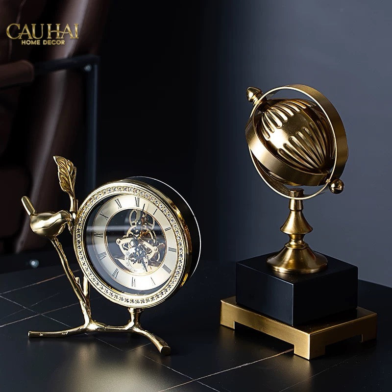 Maison Couture - Đồng Hồ Để Bàn Bằng Đồng Golden Empire Emperor Bird Of The Paradise Castle 11x22x20-Đồng hồ để bàn-CẬU HAI HOME DECOR-CẬU HAI HOME DECOR