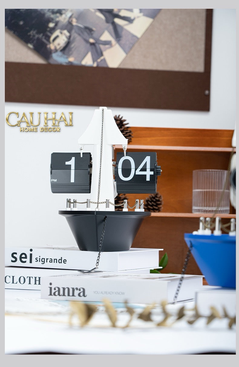 Maison Couture - Đồng Hồ Lật Retro Tàu Biển Flip Clock Cruise Ship 21x8x17-CẬU HAI HOME DECOR