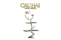Maison Couture Elysian - Đĩa 2 Tầng Platinum Imperium Empire Deux Niveaux Étagère 33x60-Đĩa Trái Cây-CẬU HAI HOME DECOR