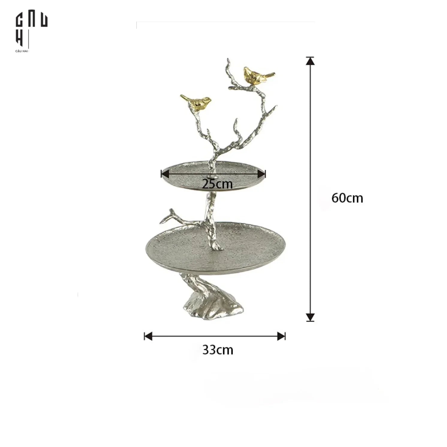 Maison Couture Elysian - Đĩa 2 Tầng Platinum Imperium Empire Deux Niveaux Étagère 33x60-CẬU HAI HOME DECOR