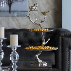 Maison Couture Elysian - Đĩa 2 Tầng Platinum Imperium Empire Deux Niveaux Étagère 33x60-CẬU HAI HOME DECOR