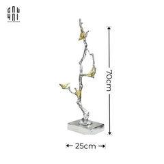 Maison Couture Elysian - Tượng Nhánh Cây Đồng Mạ Bạc Platinum Argente Imperium Jardin 25x70-TƯỢNG TRANG TRÍ-CẬU HAI HOME DECOR