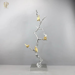 Maison Couture Elysian - Tượng Nhánh Cây Đồng Mạ Bạc Platinum Argente Imperium Jardin 25x70-TƯỢNG TRANG TRÍ-CẬU HAI HOME DECOR