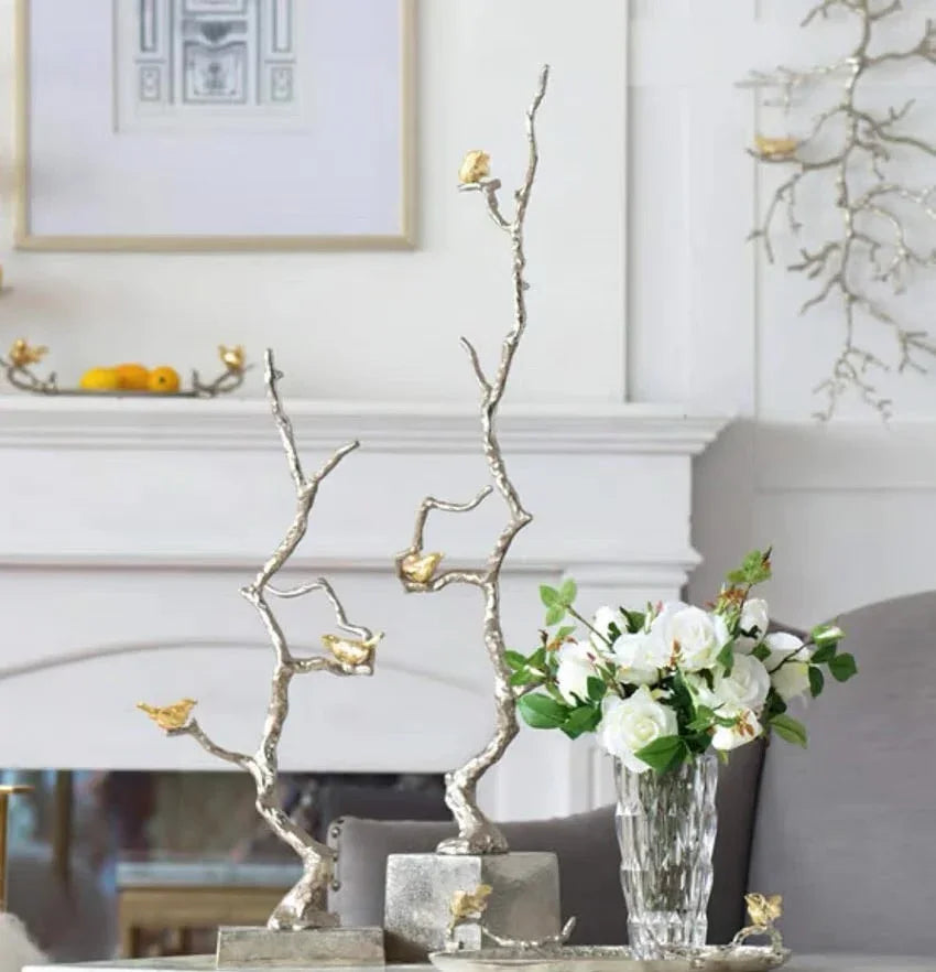 Maison Couture Elysian - Tượng Nhánh Cây Đồng Mạ Bạc Platinum Argente Imperium Jardin 25x70-CẬU HAI HOME DECOR