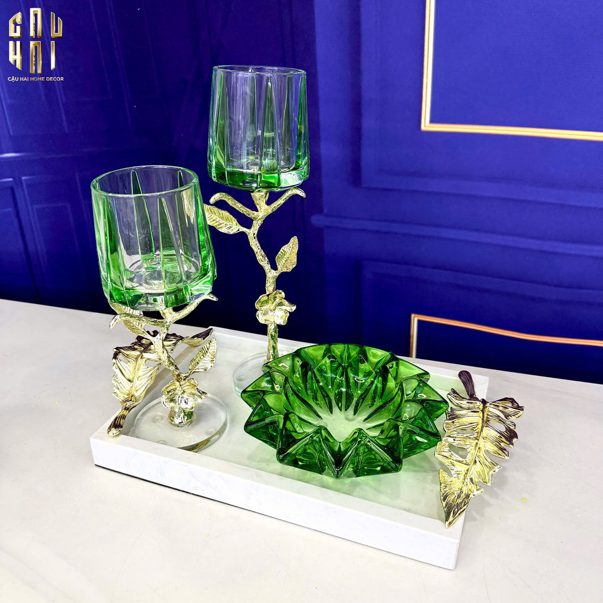 Maison Couture - Gạt Tàn Pha Lê Lục Bảo Émeraude Cristalleries Décor Ashtrays S9-Gạt Tàn-CẬU HAI HOME DECOR