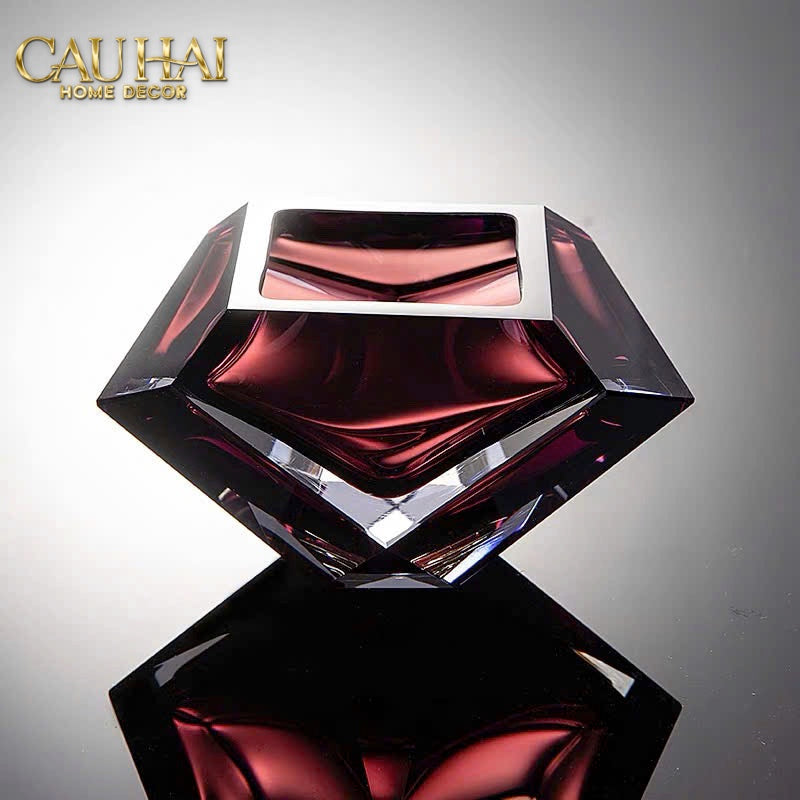 Maison Couture - Gạt Tàn Pha Lê Ruby Cristallerie Rouge Ambré Diamant Ashtray - CẬU HAI HOME DECOR