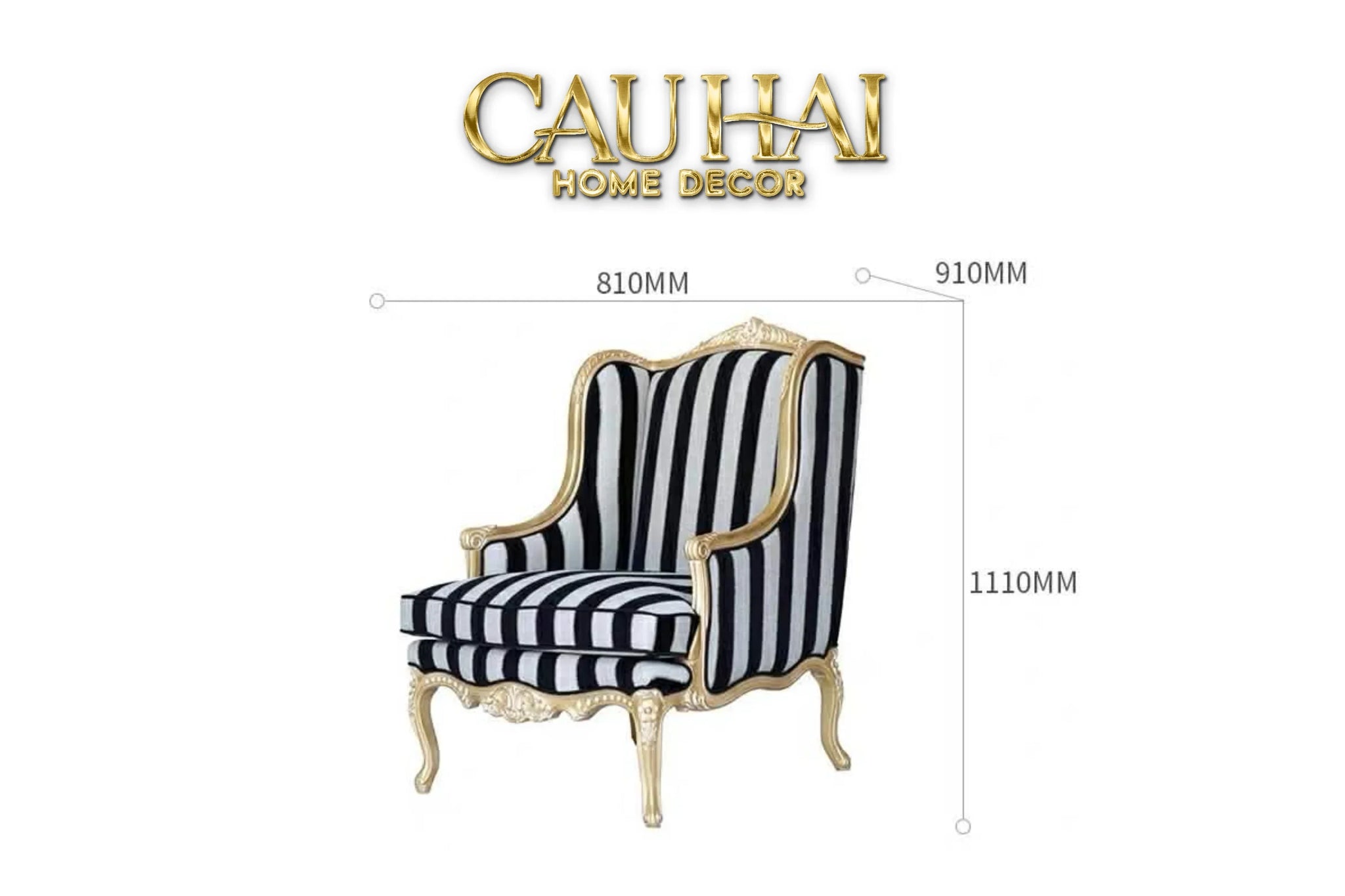Maison Couture - Ghế Bành Fauteuil Louis XVI Medallion Rayé Bois Doré-CẬU HAI HOME DECOR