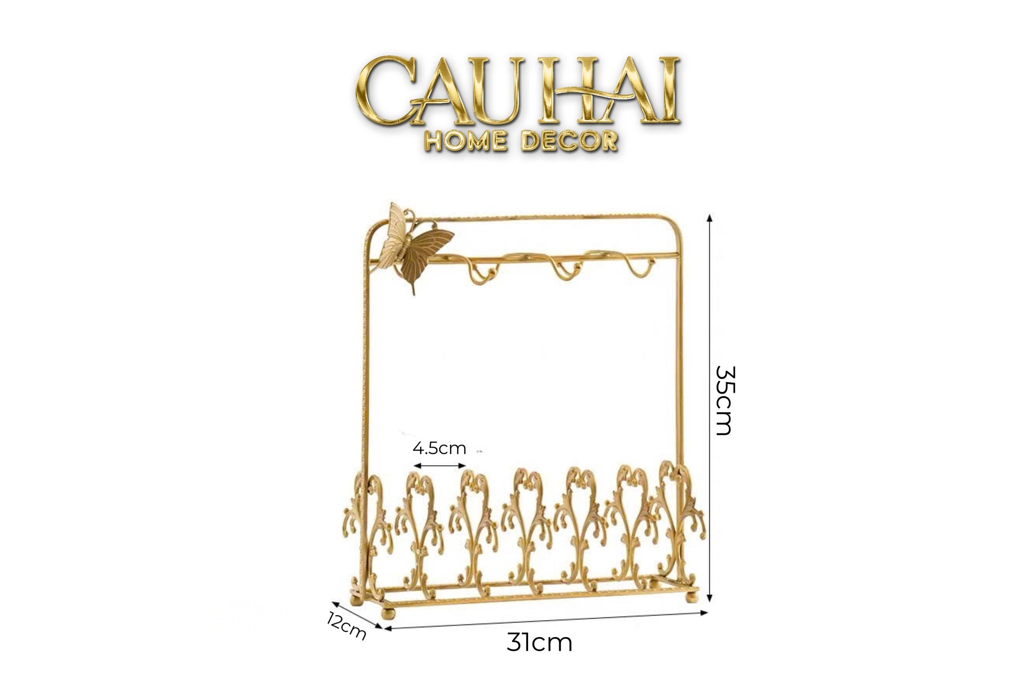 Maison Couture - Giá Treo Tách Đồng Mạ Vàng Présentoir de Tasses Papillon en Laiton Doré - CẬU HAI HOME DECOR