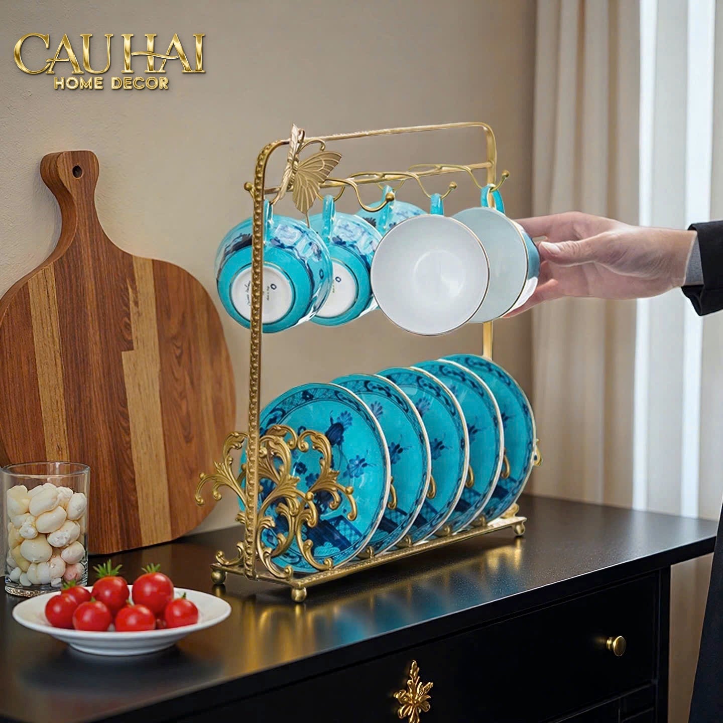 Maison Couture - Giá Treo Tách Đồng Mạ Vàng Présentoir de Tasses Papillon en Laiton Doré - CẬU HAI HOME DECOR