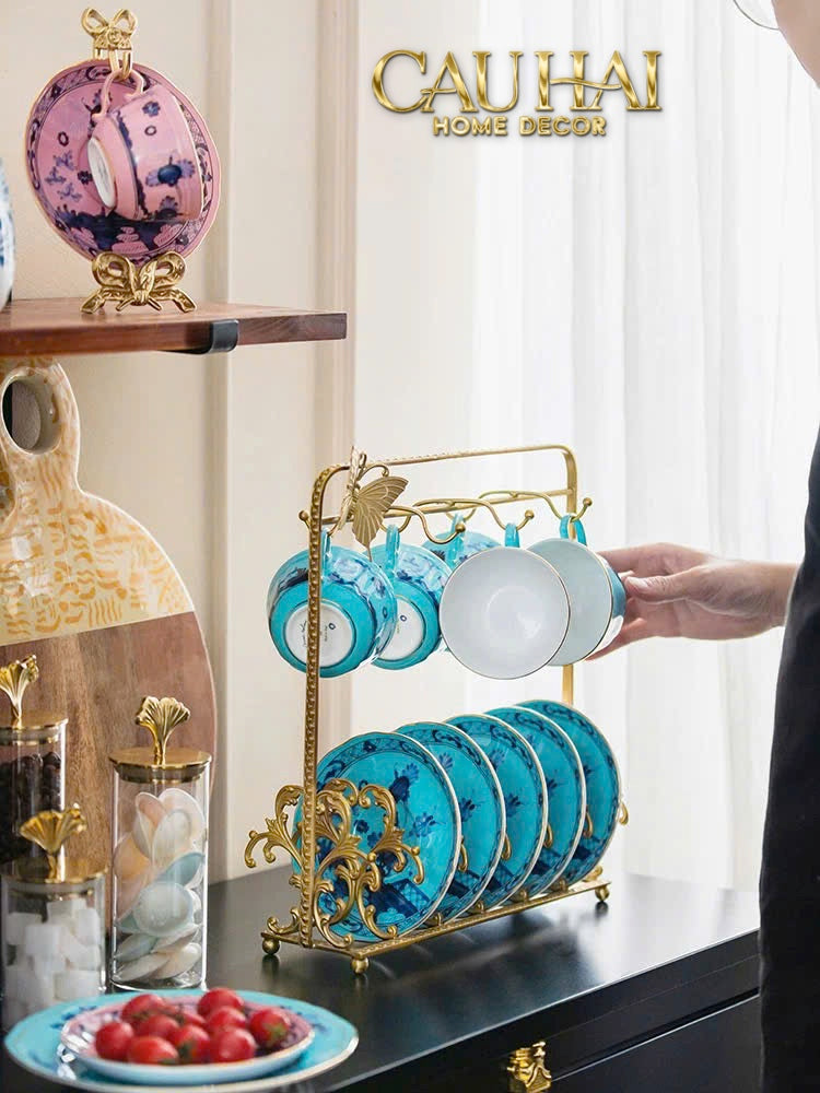 Maison Couture - Giá Treo Tách Đồng Mạ Vàng Présentoir de Tasses Papillon en Laiton Doré - CẬU HAI HOME DECOR