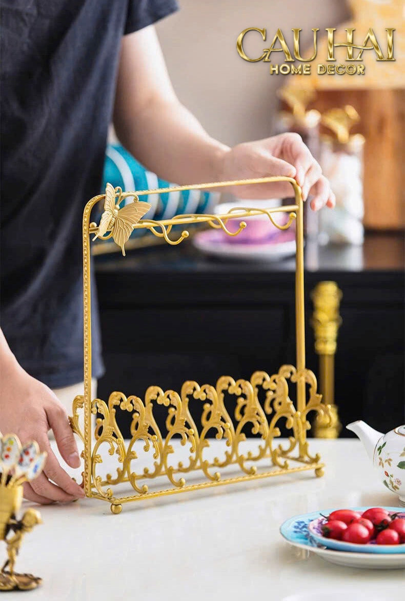 Maison Couture - Giá Treo Tách Đồng Mạ Vàng Présentoir de Tasses Papillon en Laiton Doré - CẬU HAI HOME DECOR