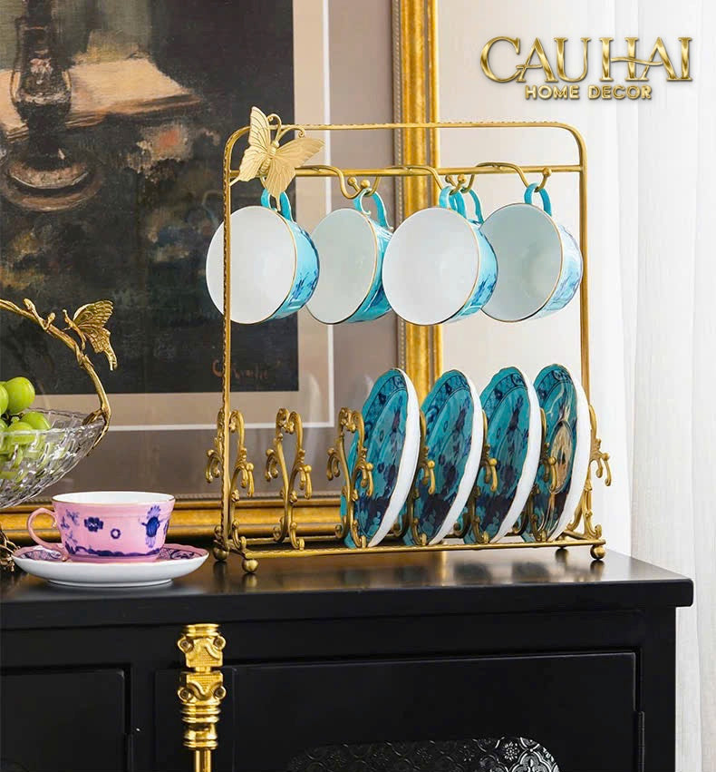 Maison Couture - Giá Treo Tách Đồng Mạ Vàng Présentoir de Tasses Papillon en Laiton Doré - CẬU HAI HOME DECOR