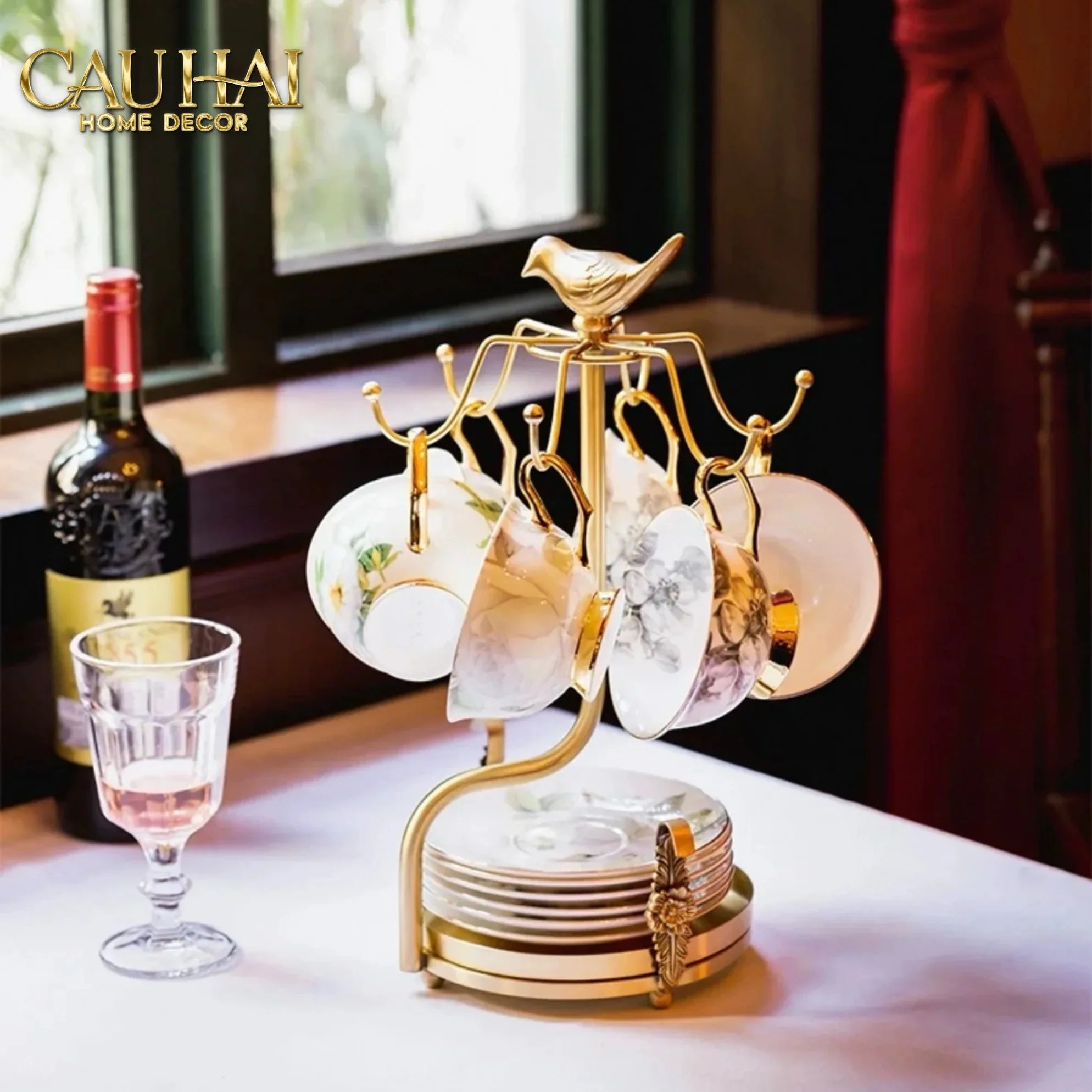 Maison Couture - Giá Treo Tách Trà Bằng Đồng Emperor Bird Cup Stand H36-BỘ BÌNH TRÀ-CẬU HAI HOME DECOR