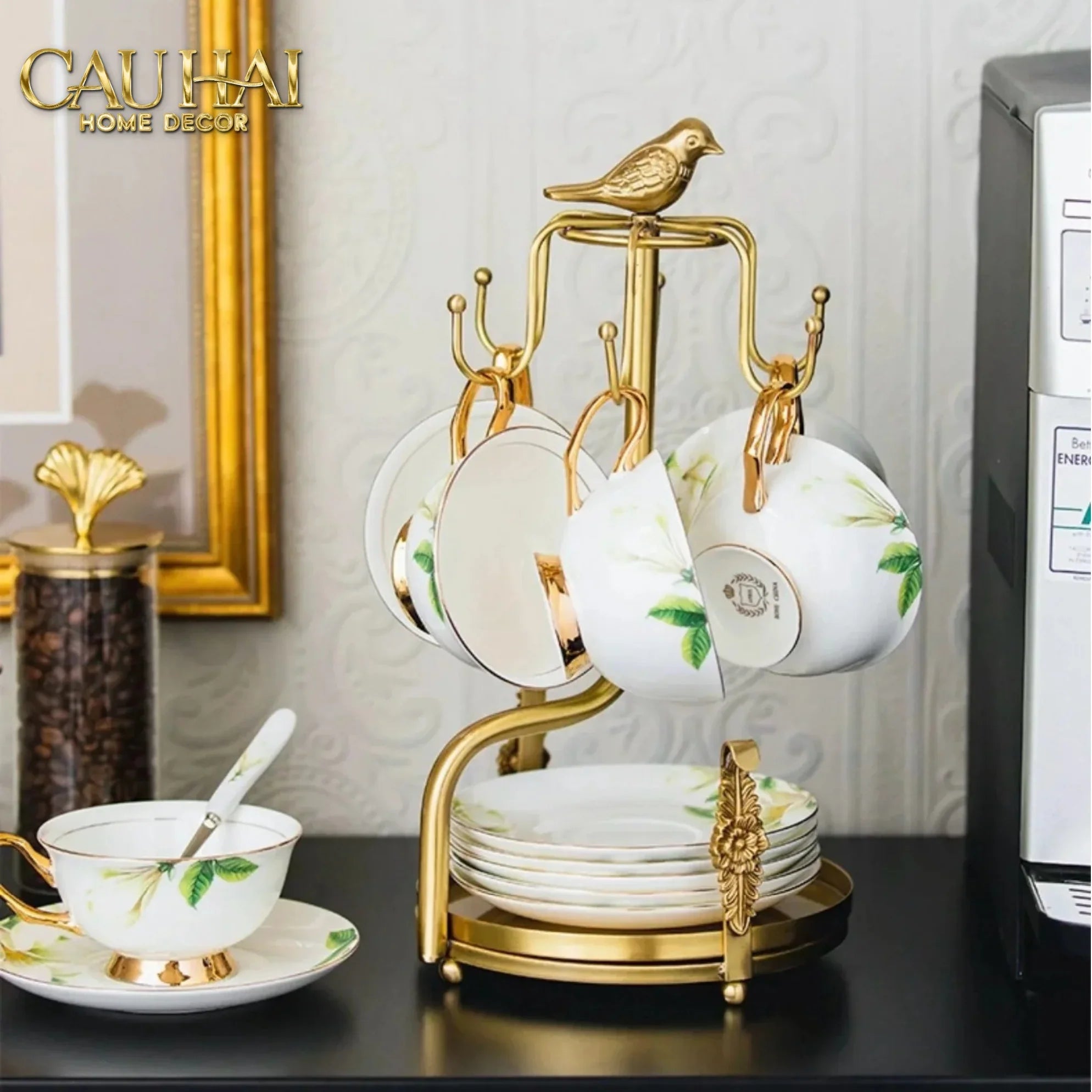 Maison Couture - Giá Treo Tách Trà Bằng Đồng Emperor Bird Cup Stand H36-BỘ BÌNH TRÀ-CẬU HAI HOME DECOR