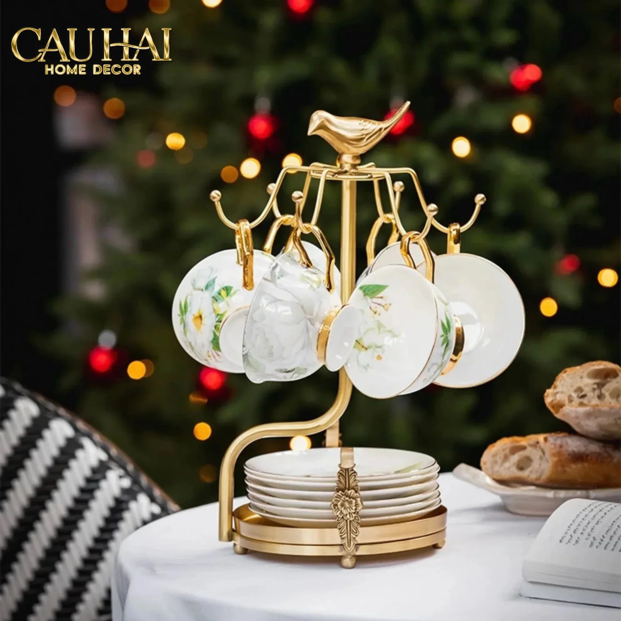 Maison Couture - Giá Treo Tách Trà Bằng Đồng Emperor Bird Cup Stand H36-BỘ BÌNH TRÀ-CẬU HAI HOME DECOR