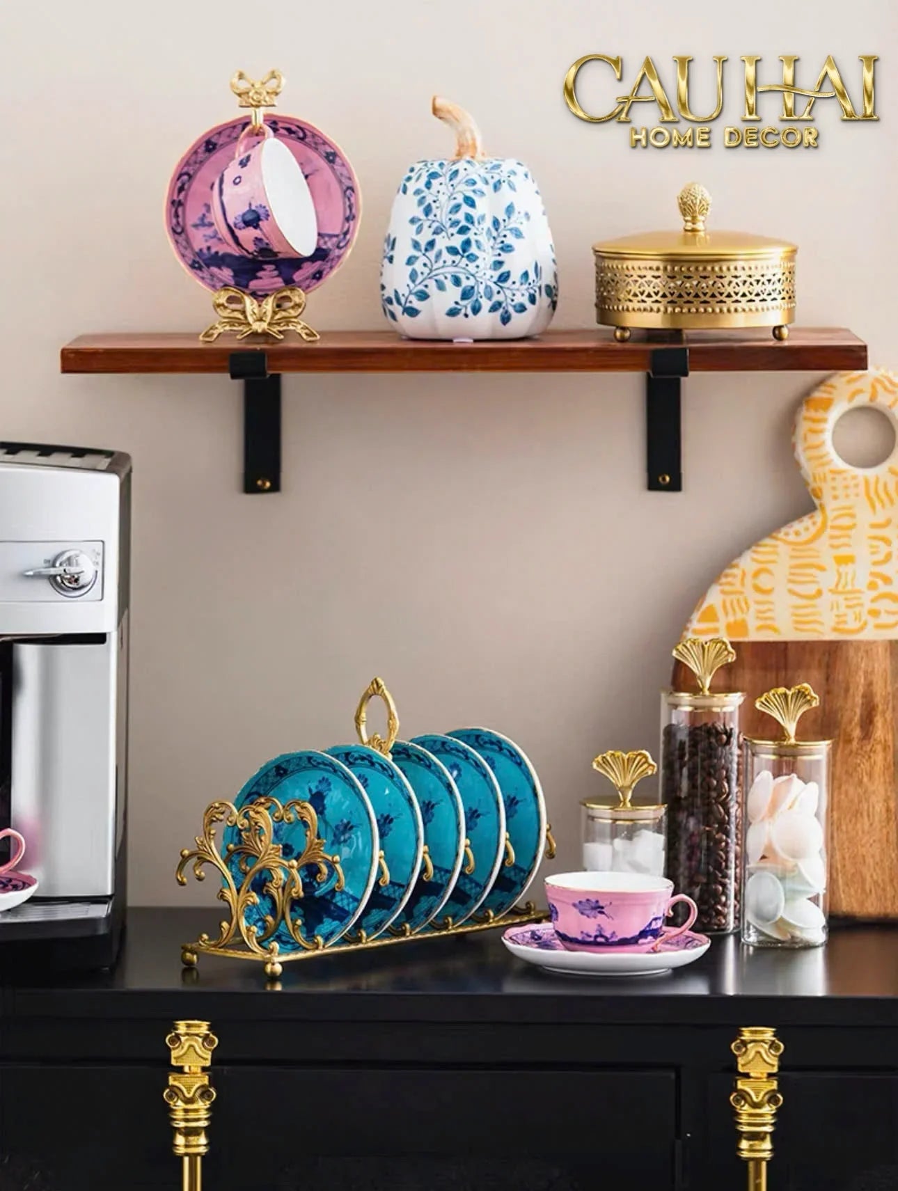 Maison Couture - Giá Treo Tách Trà Bằng Đồng Présentoir de Tasses Papillon en Laiton Doré 31x35-CẬU HAI HOME DECOR
