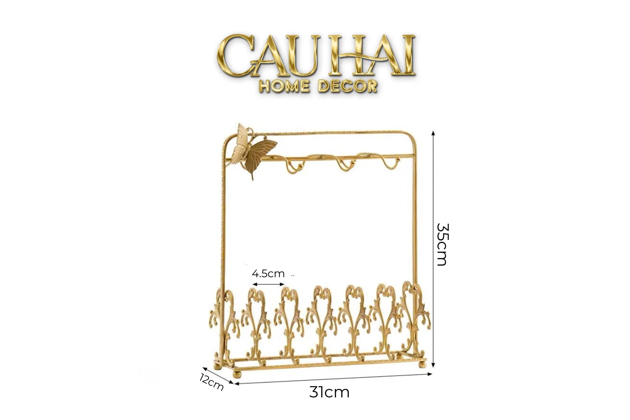 Maison Couture - Giá Treo Tách Trà Bằng Đồng Présentoir de Tasses Papillon en Laiton Doré 31x35-CẬU HAI HOME DECOR