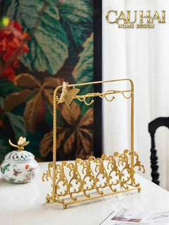 Maison Couture - Giá Treo Tách Trà Bằng Đồng Présentoir de Tasses Papillon en Laiton Doré 31x35-CẬU HAI HOME DECOR