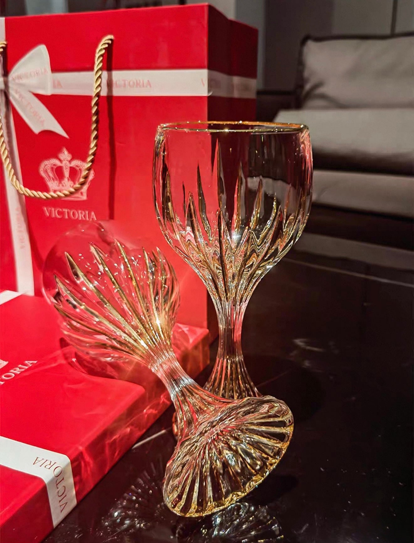 Maison Couture - Gift Set 2 Ly Pha Lê Vino Russo BCR Victoria Cristalleries Glasses - CẬU HAI HOME DECOR