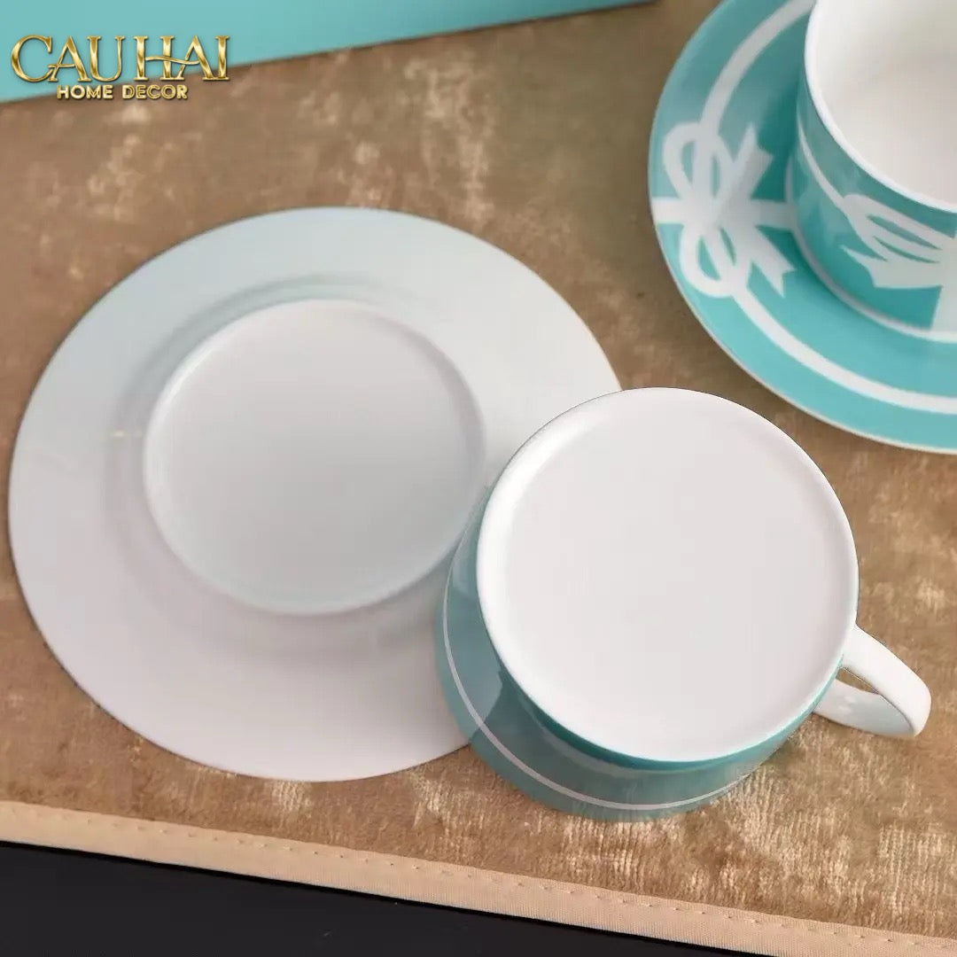 Maison Couture - Gift Set 2 Tách Trà Élégance Turquoise Ribbon 4Pcs-SET BÌNH TRÀ-CẬU HAI HOME DECOR