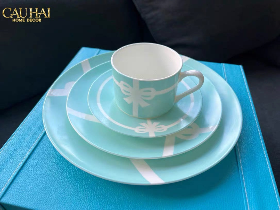 Maison Couture - Gift Set 2 Tách Trà Élégance Turquoise Ribbon 4Pcs-SET BÌNH TRÀ-CẬU HAI HOME DECOR