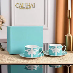 Maison Couture - Gift Set 2 Tách Trà Élégance Turquoise Ribbon 4Pcs-SET BÌNH TRÀ-CẬU HAI HOME DECOR