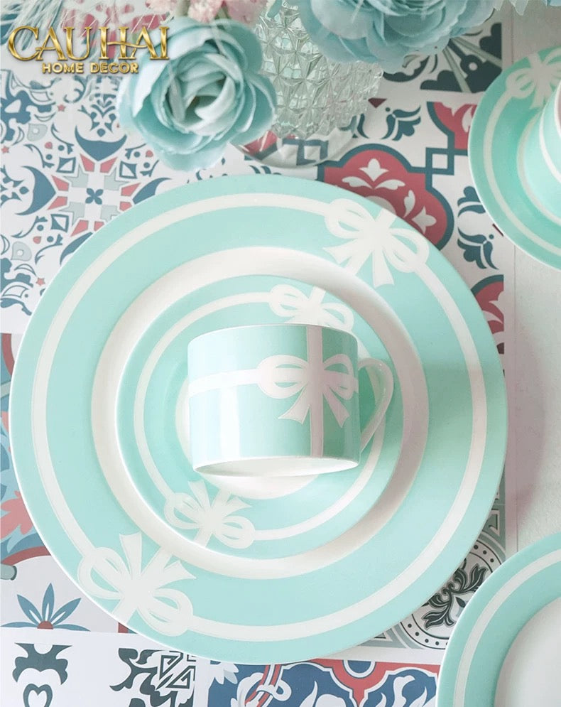 Maison Couture - Gift Set 2 Tách Trà Élégance Turquoise Ribbon 4Pcs-SET BÌNH TRÀ-CẬU HAI HOME DECOR