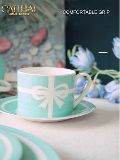 Maison Couture - Gift Set 2 Tách Trà Élégance Turquoise Ribbon 4Pcs-SET BÌNH TRÀ-CẬU HAI HOME DECOR