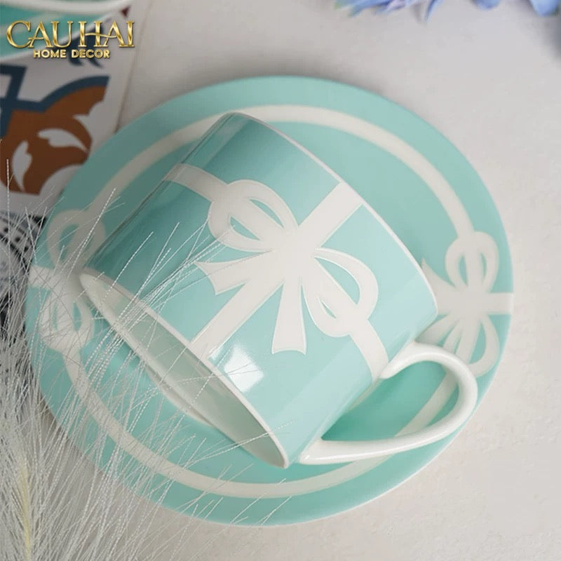 Maison Couture - Gift Set 2 Tách Trà Élégance Turquoise Ribbon 4Pcs-SET BÌNH TRÀ-CẬU HAI HOME DECOR