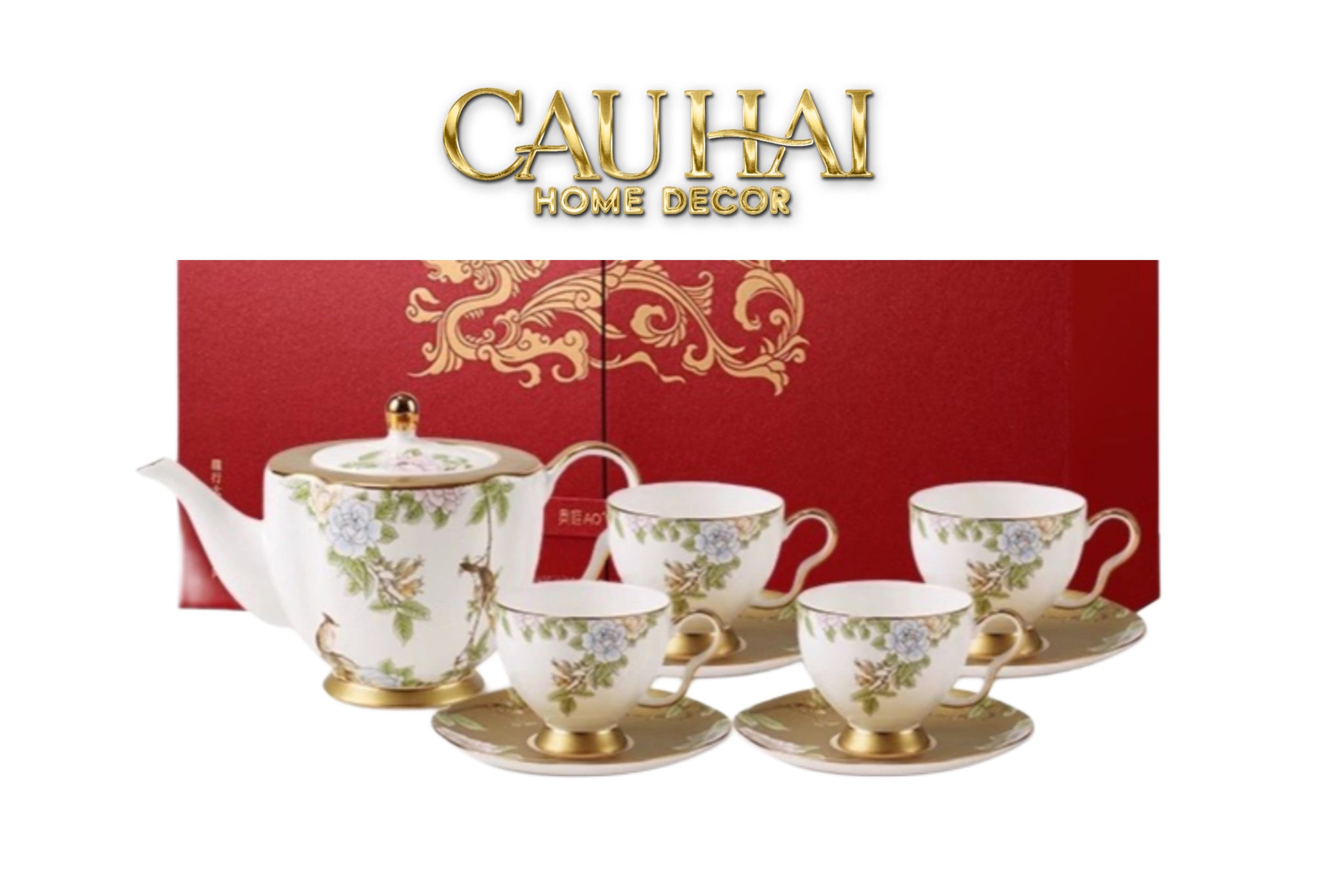 Maison Couture - Gift Set Bình Trà 9 Pcs Hoàng Kim Hưng Vượng Oriental Héritage Tea Set - CẬU HAI HOME DECOR