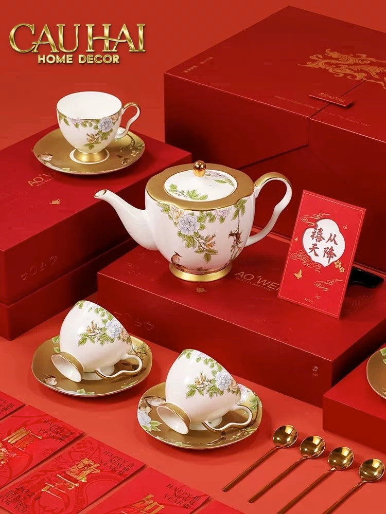 Maison Couture - Gift Set Bình Trà 9 Pcs Hoàng Kim Hưng Vượng Oriental Héritage Tea Set - CẬU HAI HOME DECOR