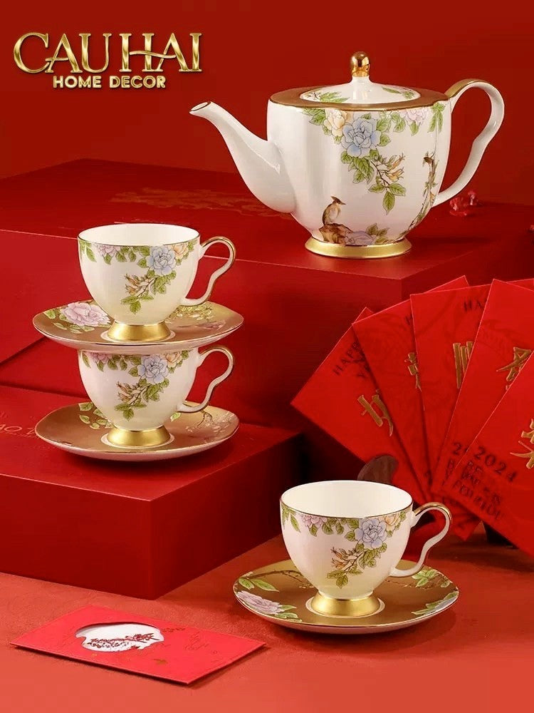 Maison Couture - Gift Set Bình Trà 9 Pcs Hoàng Kim Hưng Vượng Oriental Héritage Tea Set - CẬU HAI HOME DECOR