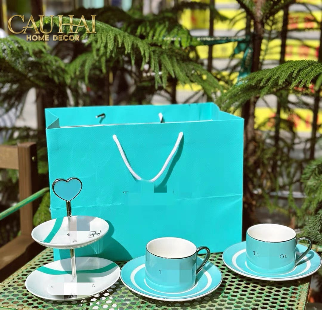 Maison Couture - Gift Set Bình Trà Chiều British Heritage Turquoise Élegance Afternoon Tea Set 5pcs-SET BÌNH TRÀ-CẬU HAI HOME DECOR