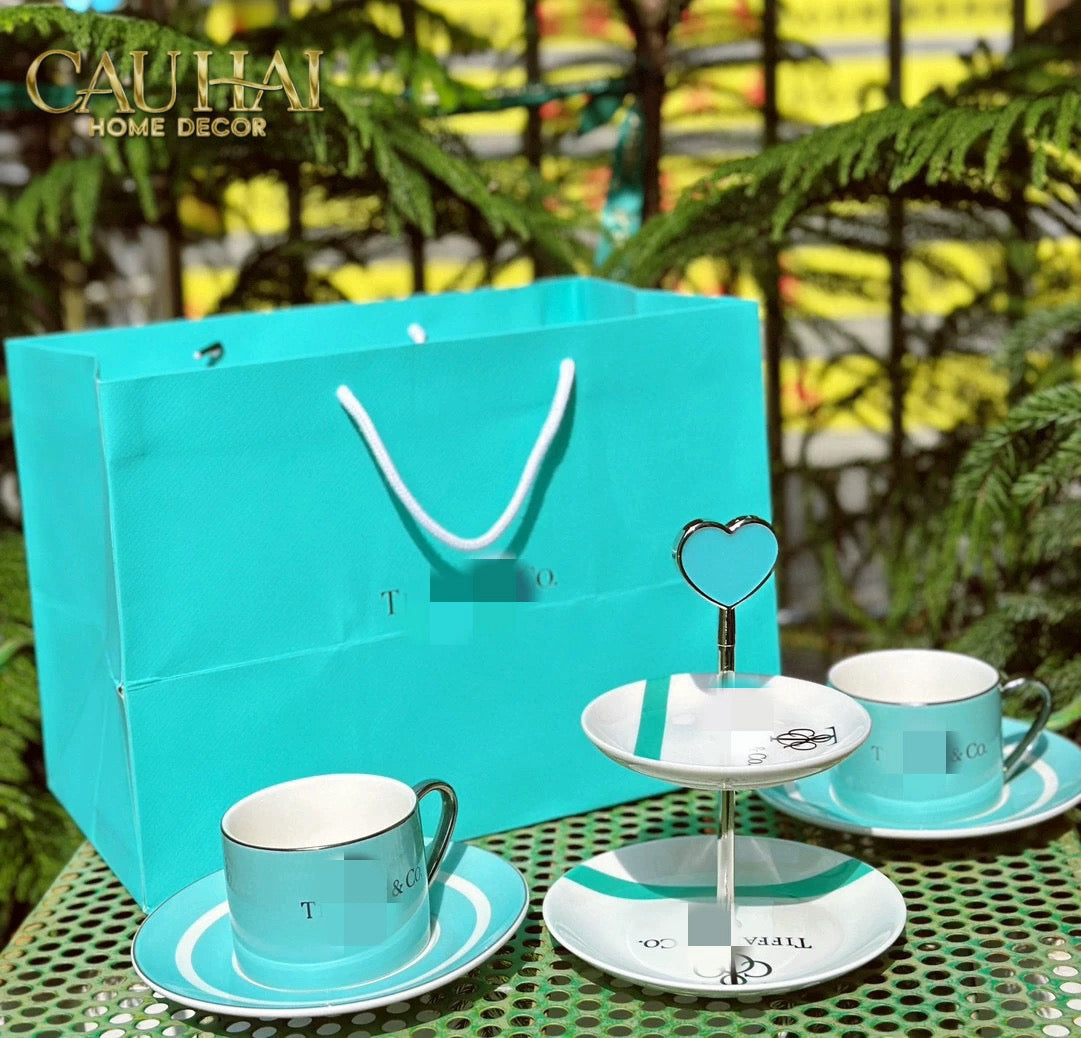 Maison Couture - Gift Set Bình Trà Chiều British Heritage Turquoise Élegance Afternoon Tea Set 5pcs-SET BÌNH TRÀ-CẬU HAI HOME DECOR
