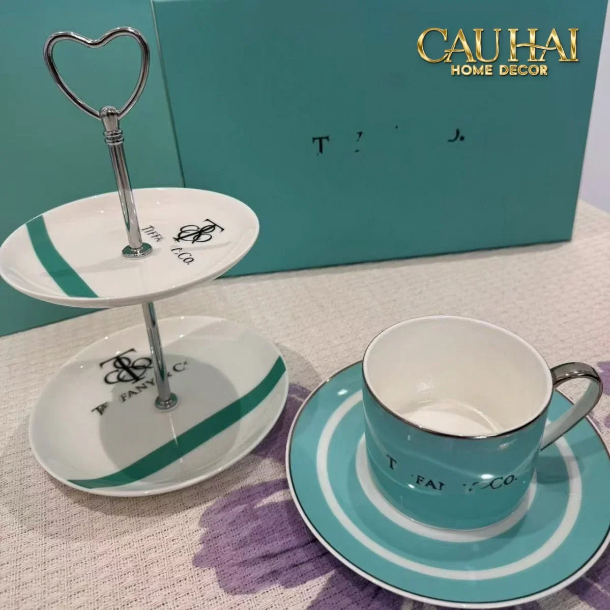 Maison Couture - Gift Set Bình Trà Chiều British Heritage Turquoise Élegance Afternoon Tea Set 5pcs-SET BÌNH TRÀ-CẬU HAI HOME DECOR
