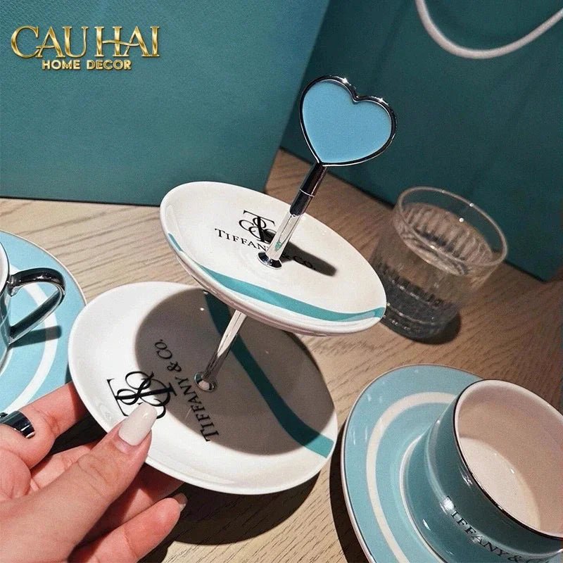 Maison Couture - Gift Set Bình Trà Chiều British Heritage Turquoise Élegance Afternoon Tea Set 5pcs-SET BÌNH TRÀ-CẬU HAI HOME DECOR