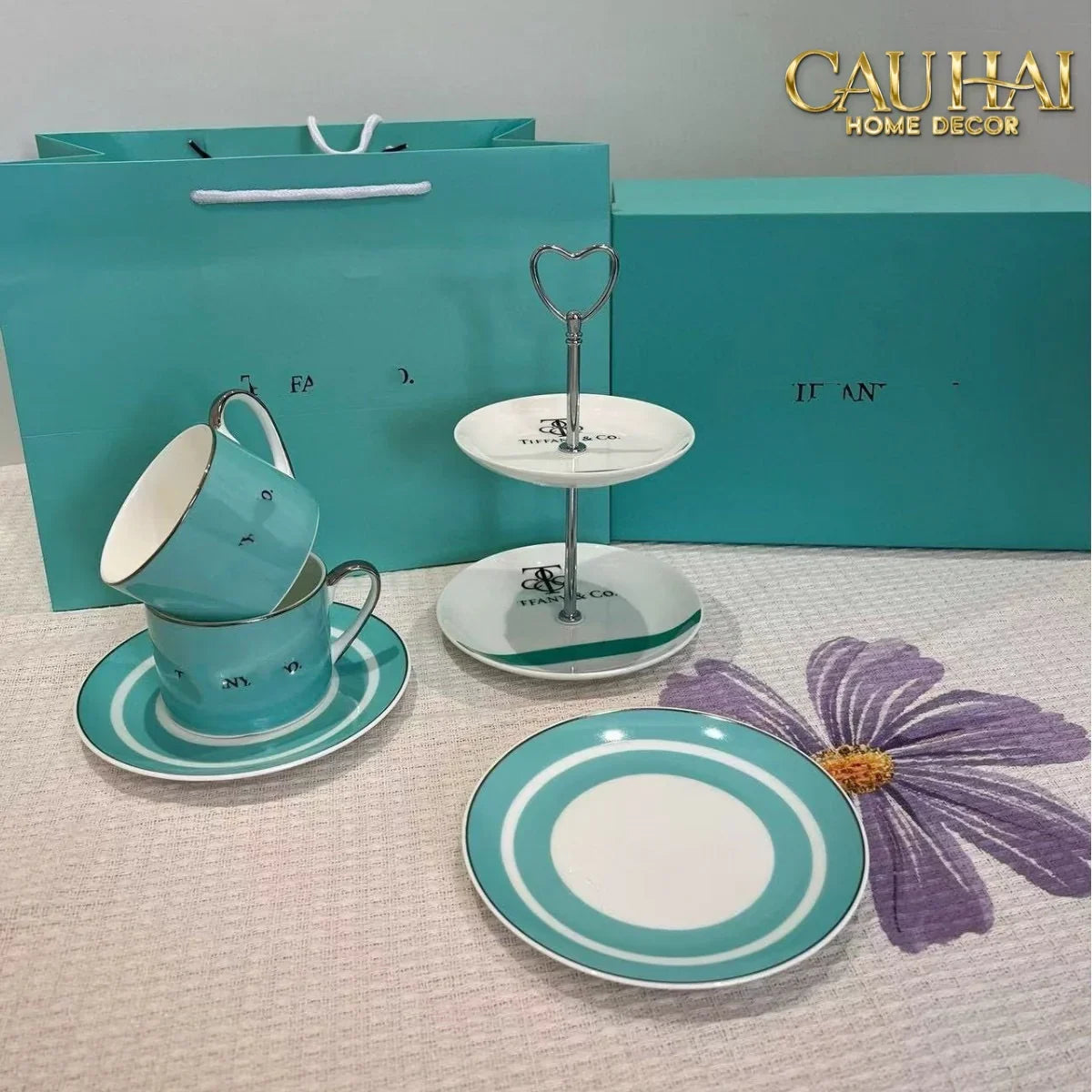 Maison Couture - Gift Set Bình Trà Chiều British Heritage Turquoise Élegance Afternoon Tea Set 5pcs-SET BÌNH TRÀ-CẬU HAI HOME DECOR