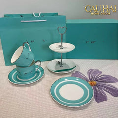 Maison Couture - Gift Set Bình Trà Chiều British Heritage Turquoise Élegance Afternoon Tea Set 5pcs-SET BÌNH TRÀ-CẬU HAI HOME DECOR