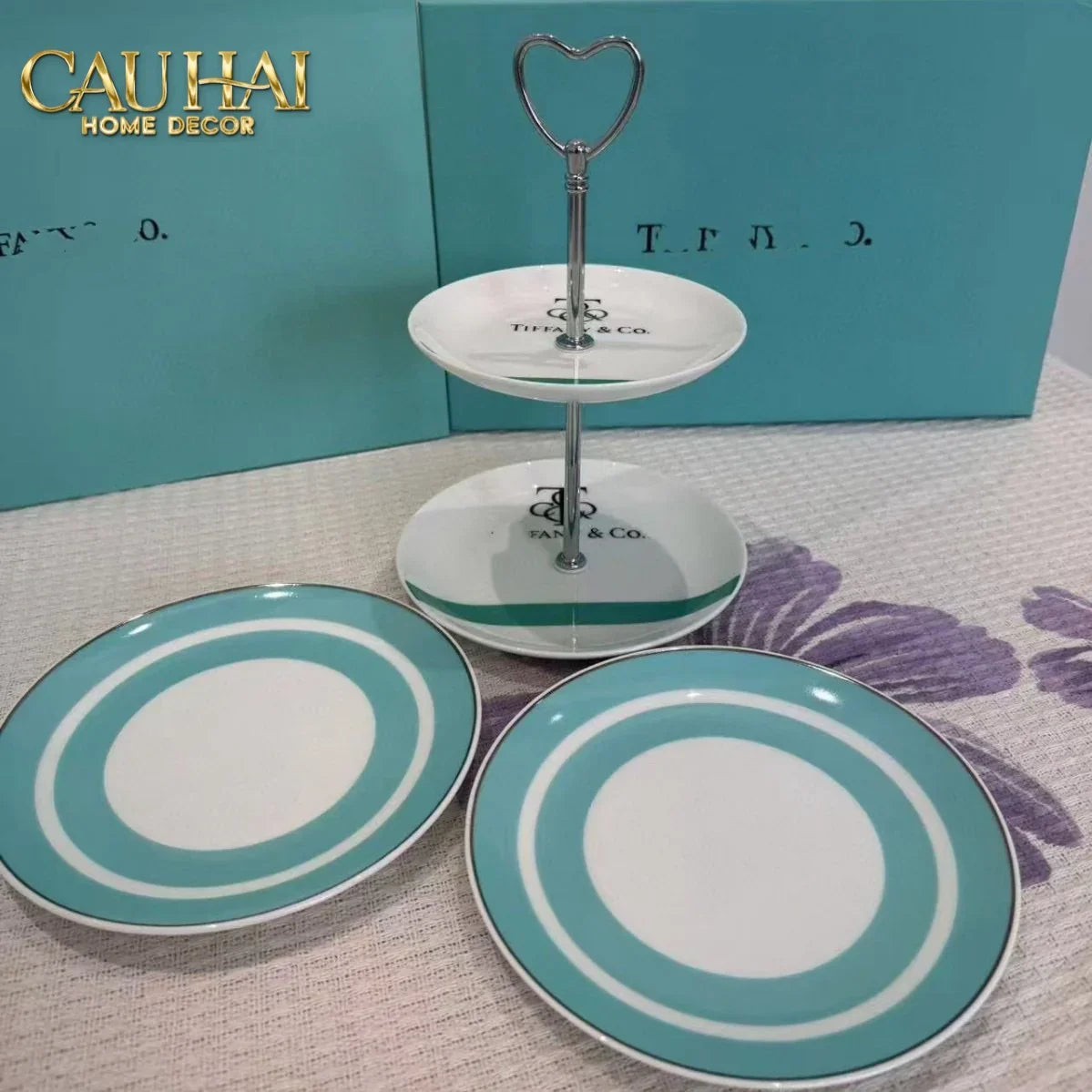 Maison Couture - Gift Set Bình Trà Chiều British Heritage Turquoise Élegance Afternoon Tea Set 5pcs-SET BÌNH TRÀ-CẬU HAI HOME DECOR