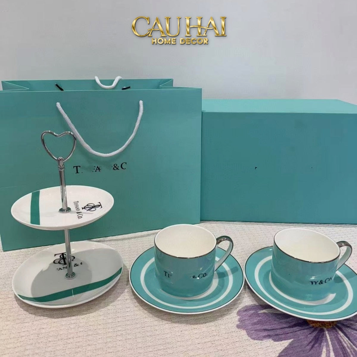 Maison Couture - Gift Set Trà Chiều British Heritage Blue Élegance Afternoon Tea Set 5pcs - CẬU HAI HOME DECOR