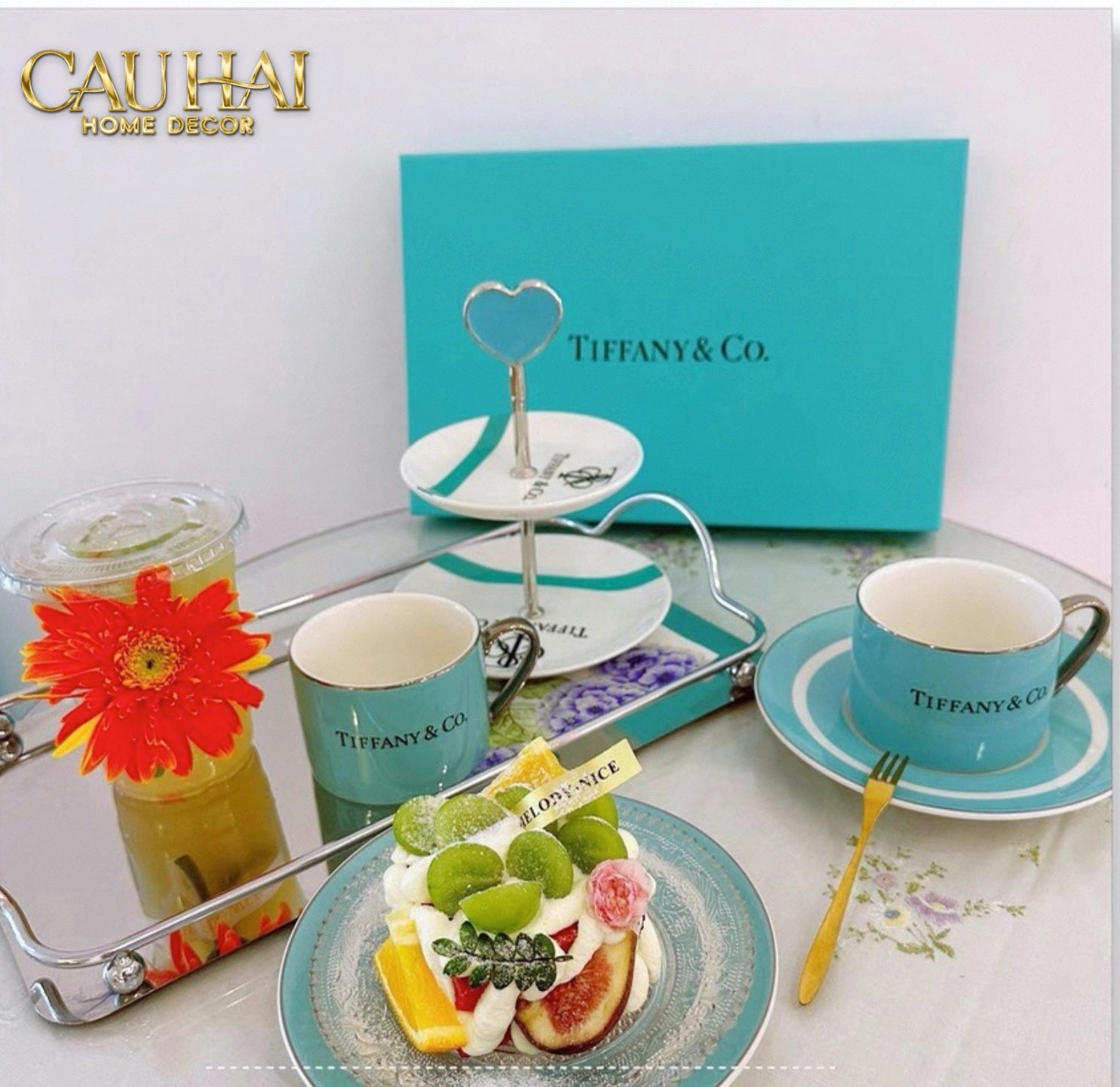 Maison Couture - Gift Set Trà Chiều British Heritage Blue Élegance Afternoon Tea Set 5pcs - CẬU HAI HOME DECOR