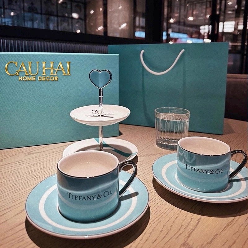 Maison Couture - Gift Set Trà Chiều British Heritage Blue Élegance Afternoon Tea Set 5pcs - CẬU HAI HOME DECOR