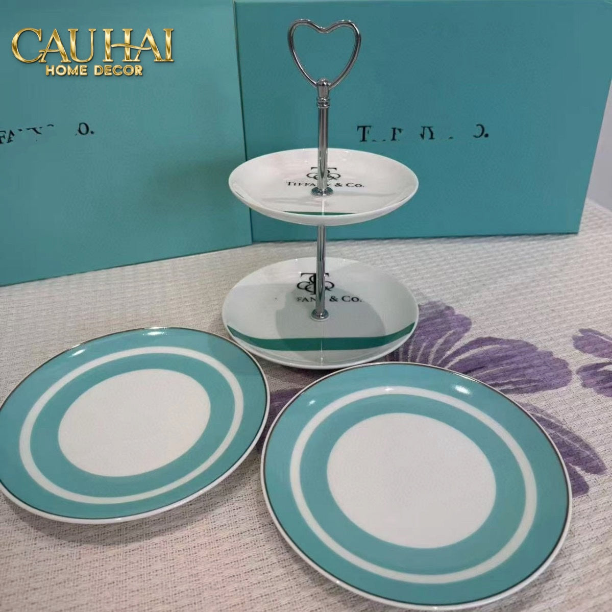 Maison Couture - Gift Set Trà Chiều British Heritage Blue Élegance Afternoon Tea Set 5pcs - CẬU HAI HOME DECOR