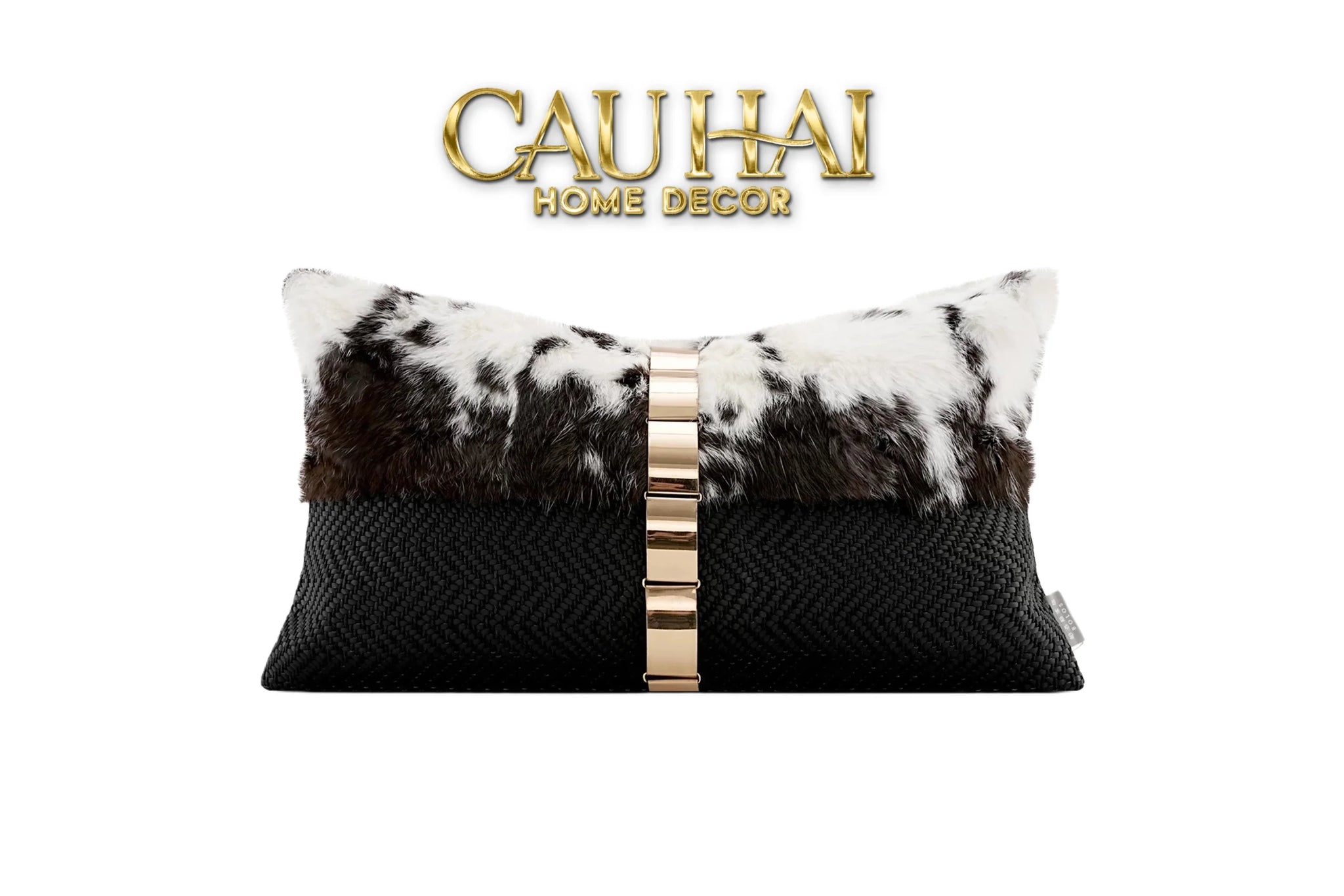 Maison Couture - Gối Da Ceinture Métallique En Cuir Ombré 30X50-CẬU HAI HOME DECOR